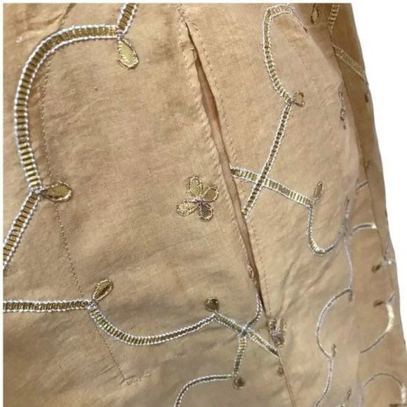 Hand Crafted Indian Kurta Jacket  Long Cotton Duster Gold Embroidery  NWT - Picture 13 of 13